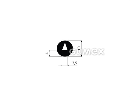 Rundes Gummiprofil, 10mm, Rille 3,5mm, 70°ShA, EPDM, -40°C/+100°C, schwarz, 